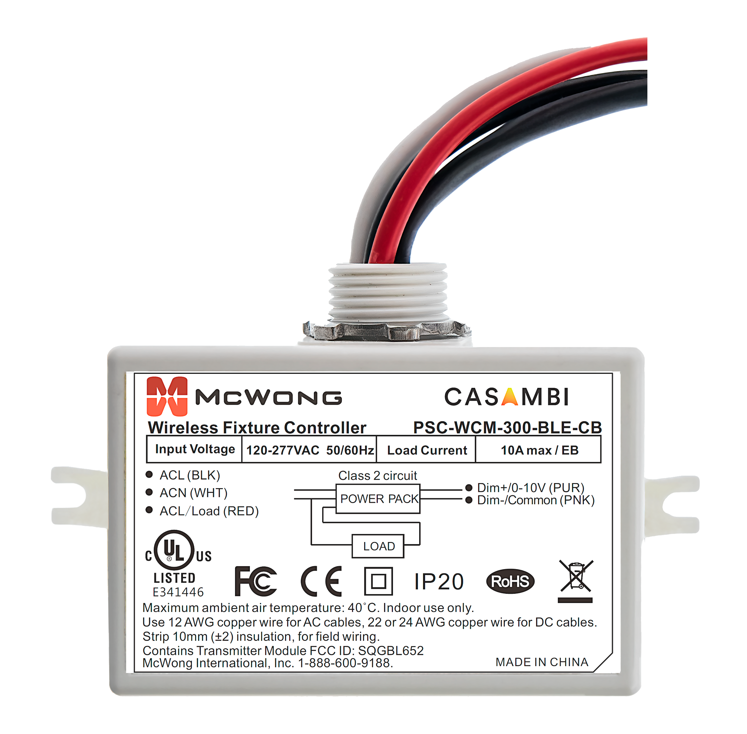Part number PSC-WCM-450-BLE-CB Product Type Lighting Controller from Manufacturer mwConnect 